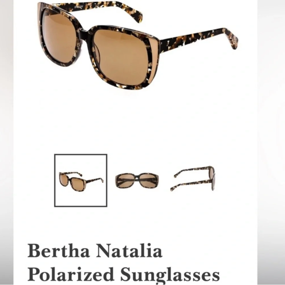 Bertha Natalia Polarized Sunglasses NIB Brown Gold Tortoiseshell Gold Accents